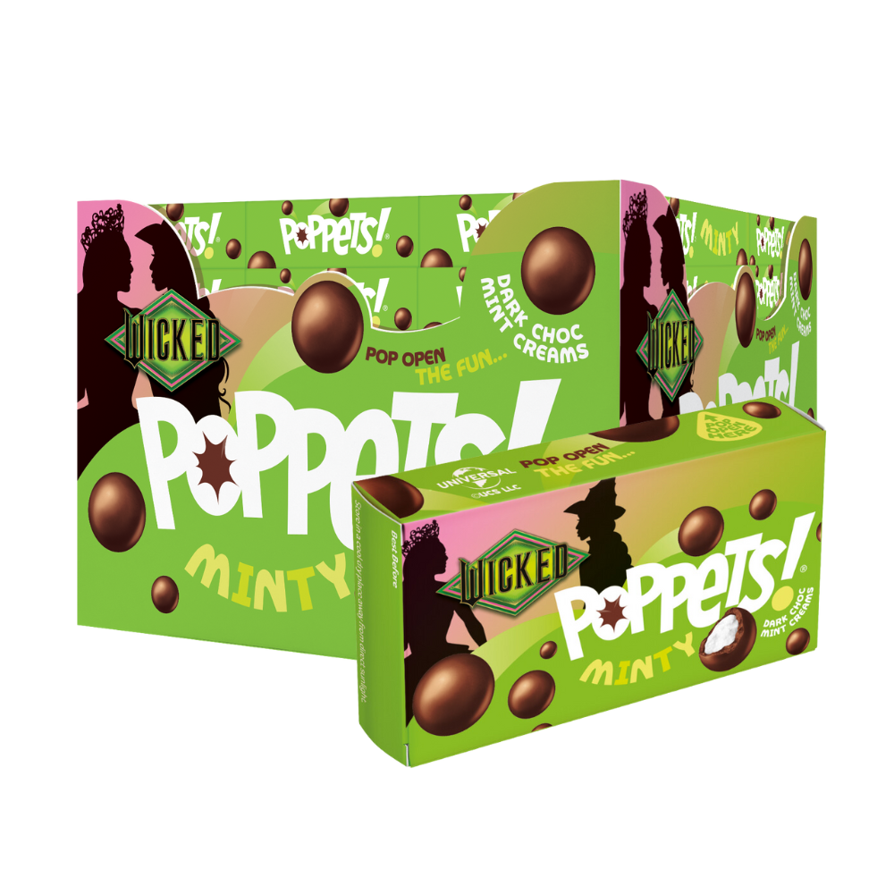 Poppets Minty Dark Choc Coated Mint Creams Box 40g - 36 x 40g Boxes