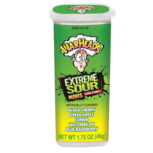 Warheads Mini Extreme Sour Hard Candy 49g - 18 x 49g Tubs
