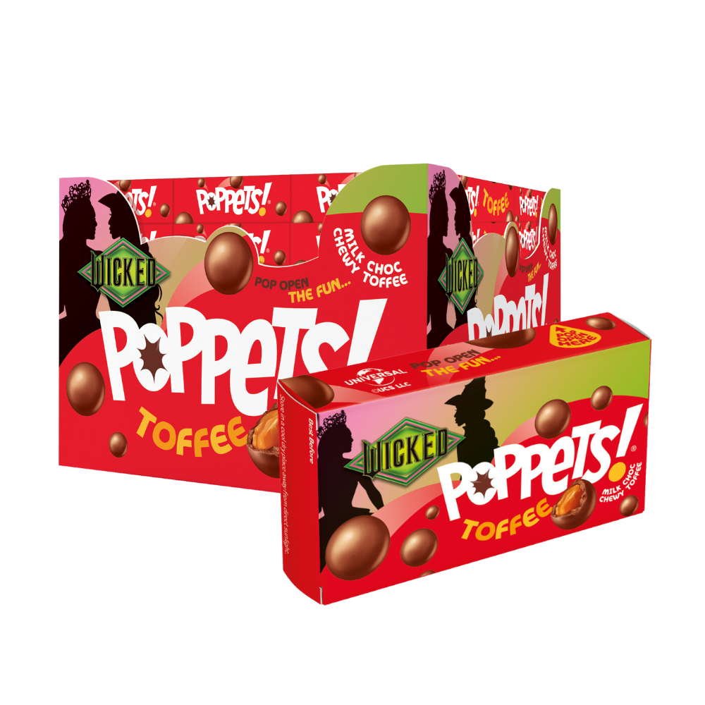 Poppets Milk Choc Coated Chewy Toffee Box 39g - 36 x 39g Boxes