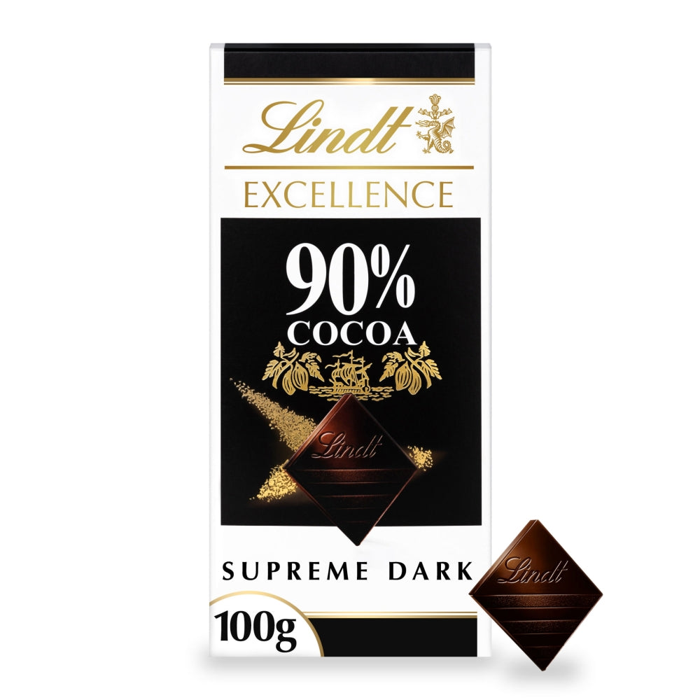 Lindt Excellence Intense Dark 90% Cocoa Chocolate Bar 100g - 20 x 100g Bars