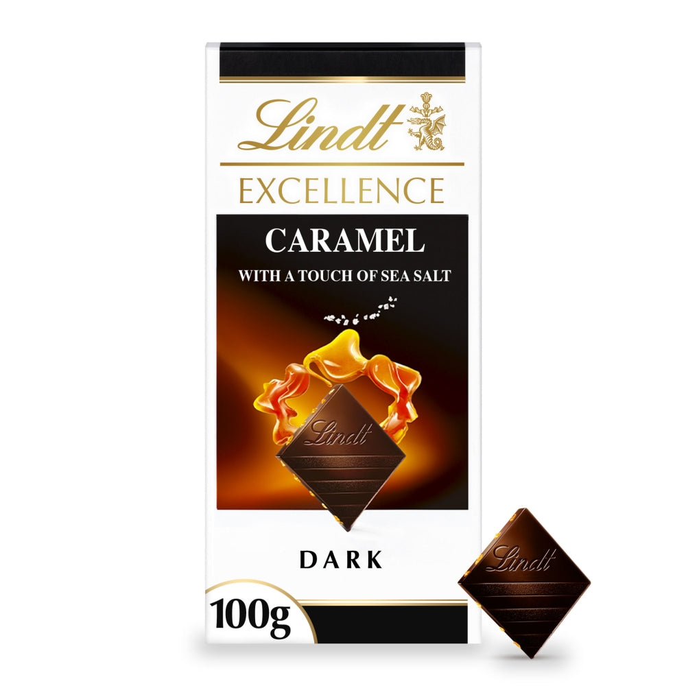 Lindt Excellence Dark Caramel and Sea Salt Chocolate Bar 100g - 20 x 100g Bars