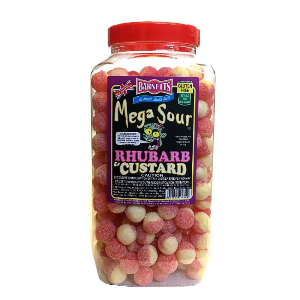 Barnetts Mega Sour Rhubarb & Custard Jar 3kg - 1 x 3kg Jar