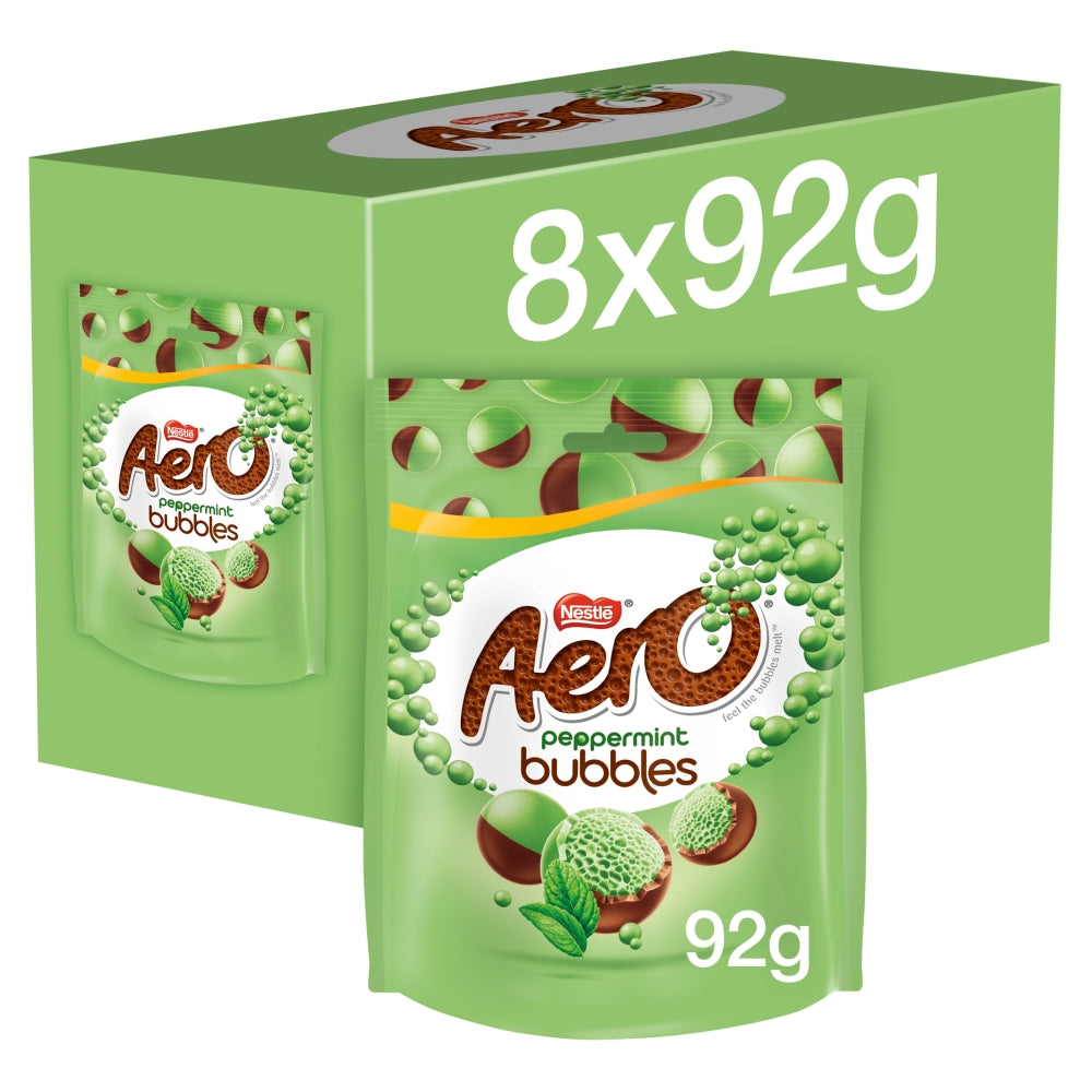 Aero Bubbles Peppermint Milk Chocolate Sharing Bag 92g - 8 x 92g Bags