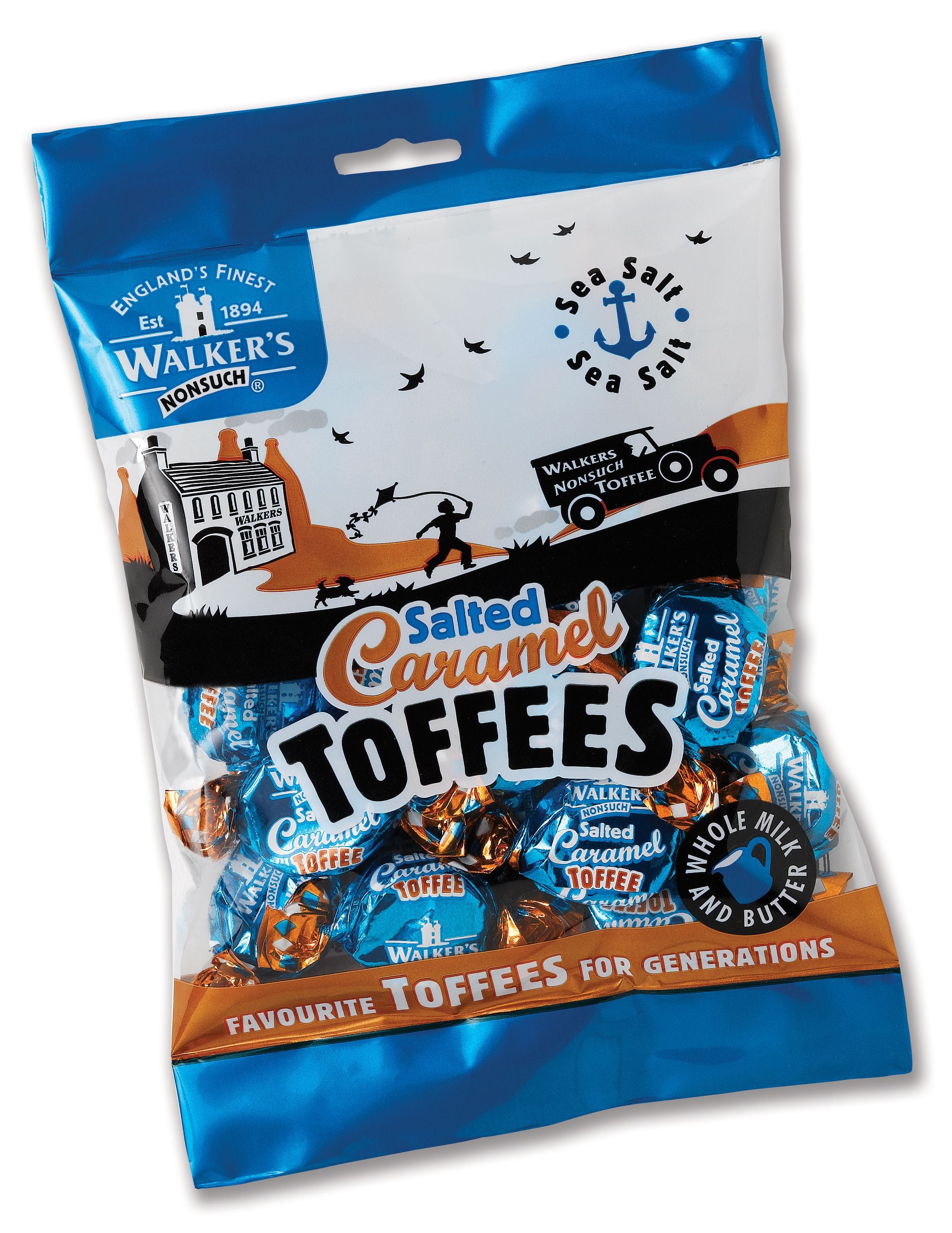 Walker's Nonsuch Salted Caramel Toffees 150g - 12 x 150g Bag