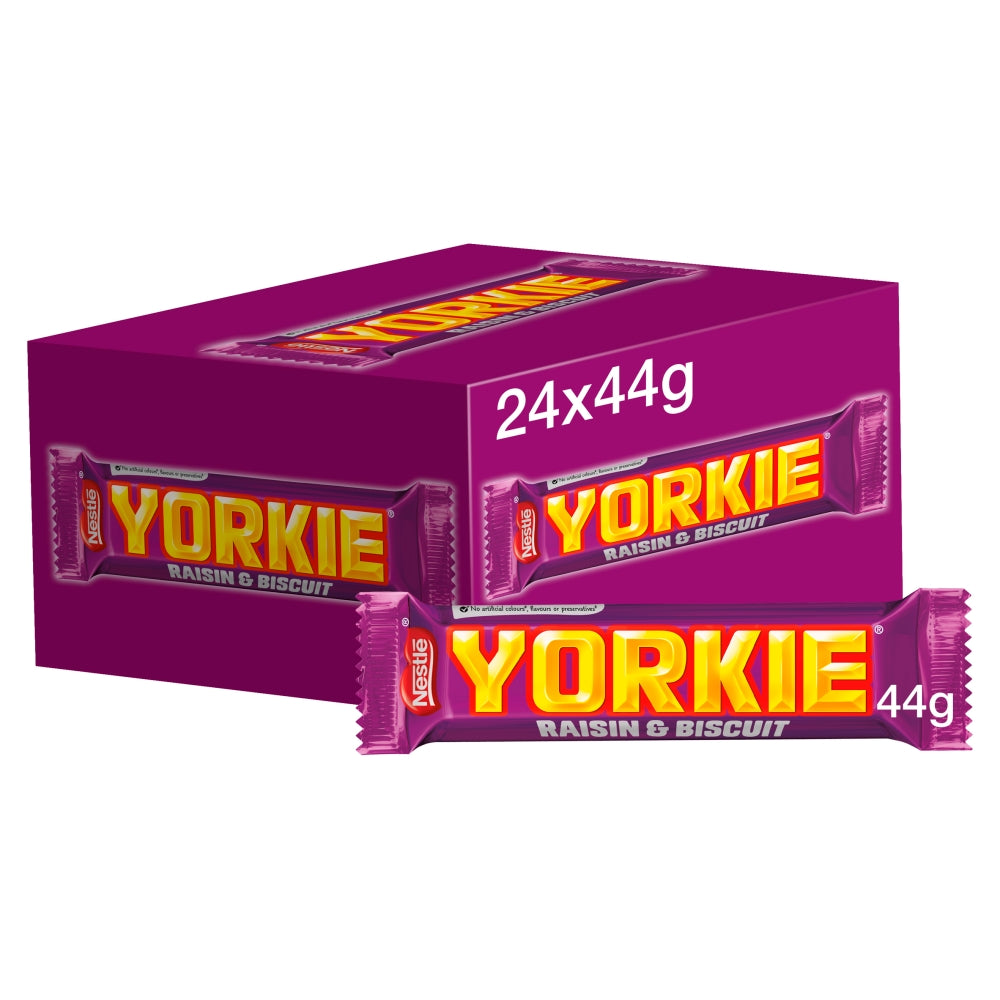 Yorkie Raisin & Biscuit Chocolate Bar 44g - 24 x 44g Bars
