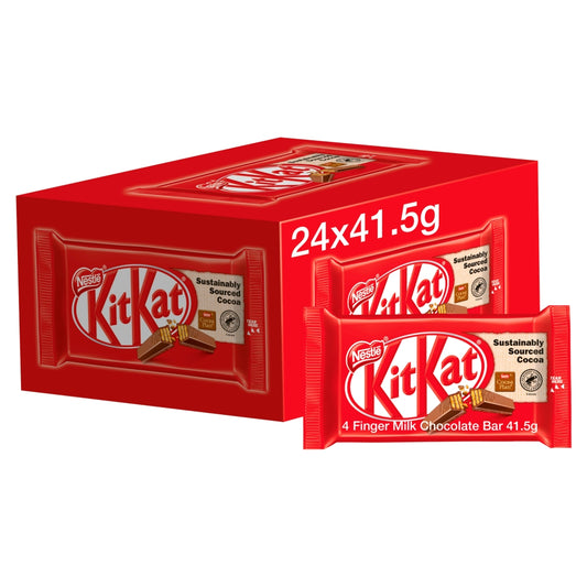 Kit Kat 4 Finger Milk Chocolate Biscuit Bar 41. 5g - 24 x 41. 5g Bars