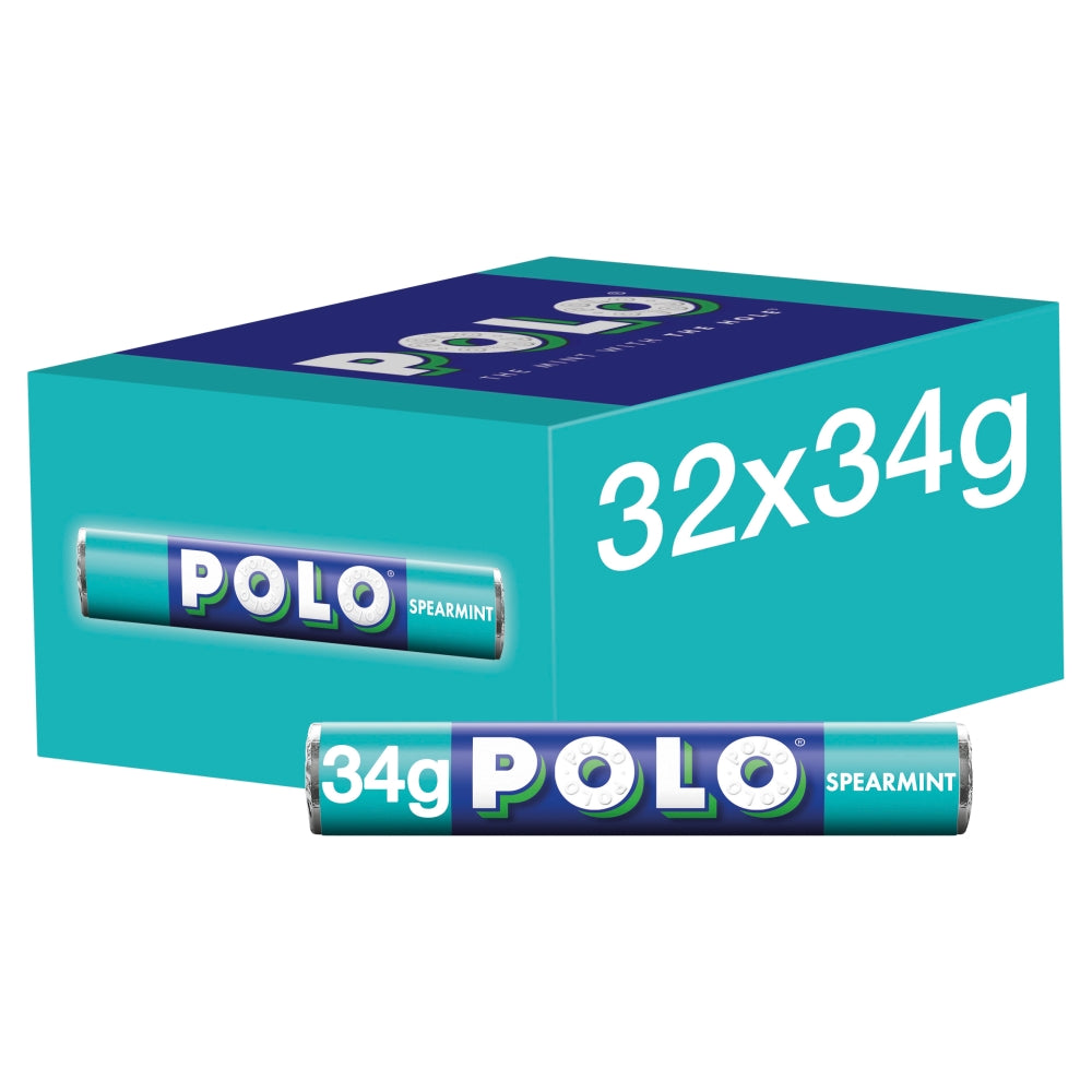 Polo Spearmint Mint Tube 34g - 32 x 34g Rolls