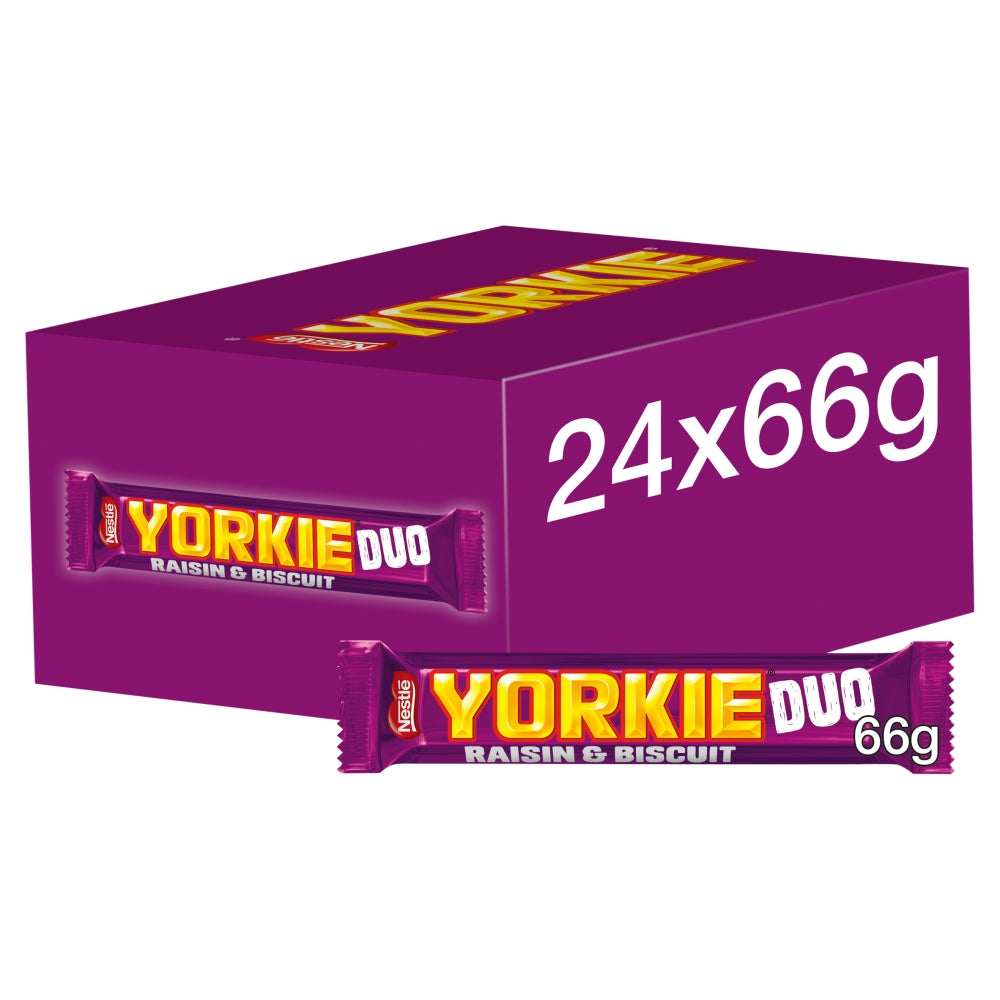 Yorkie Raisin & Biscuit Chocolate Duo Bar 66g - 24 x 66g Bars