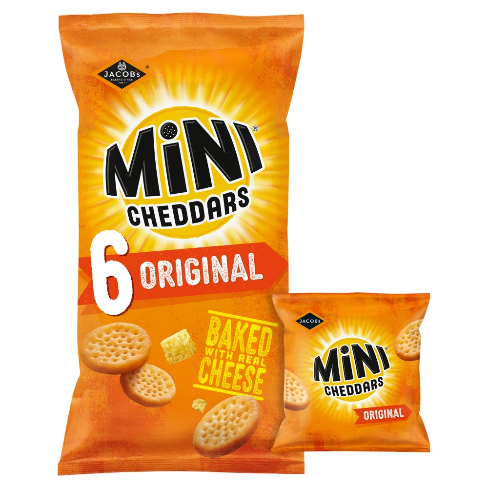 Jacob's Mini Cheddars Original Multipack Baked Snacks 6 Pack - 12 x (6 x 25g)