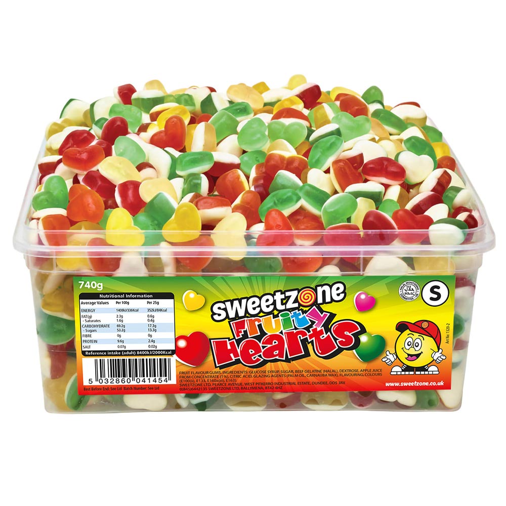 Sweetzone Fruity Hearts 2p Tub - 1 x 740g Tub