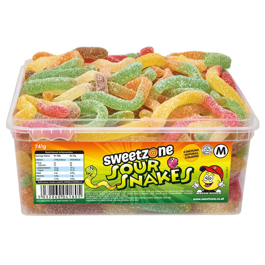 Sweetzone Sour Snakes 7p Tub - 1 x 741g Tub