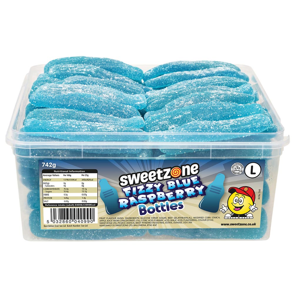 Sweetzone Giant Blue Raspberry Bottles Tub - 1 x 742g Tub