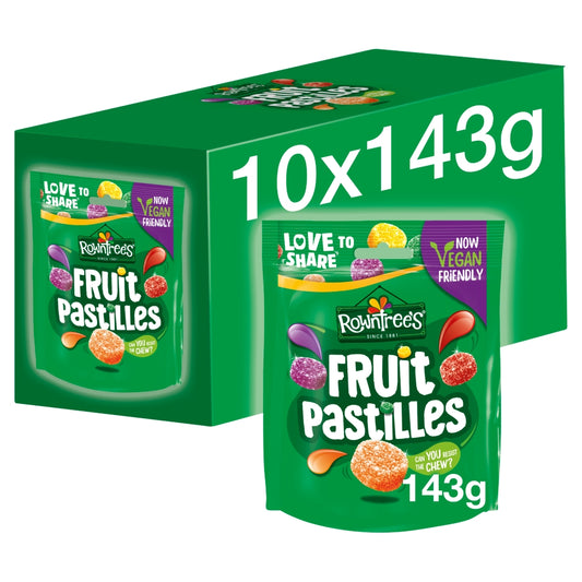Rowntree's Fruit Pastilles Sweets Sharing Bag 143g - 10 x 143g Bags