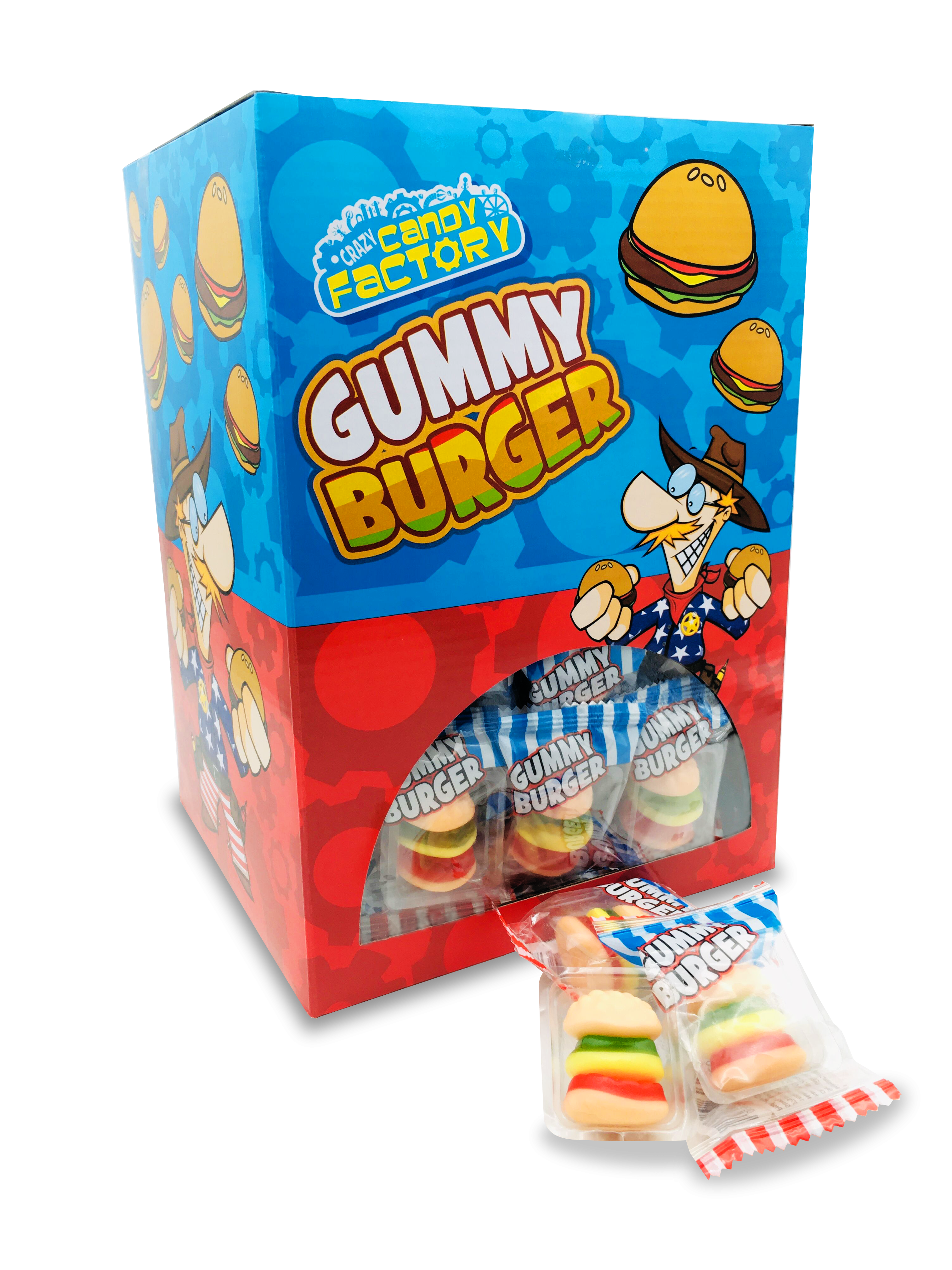 Crazy Candy Factory Mini Gummy Burgers 10g - 100 x 10g Bags