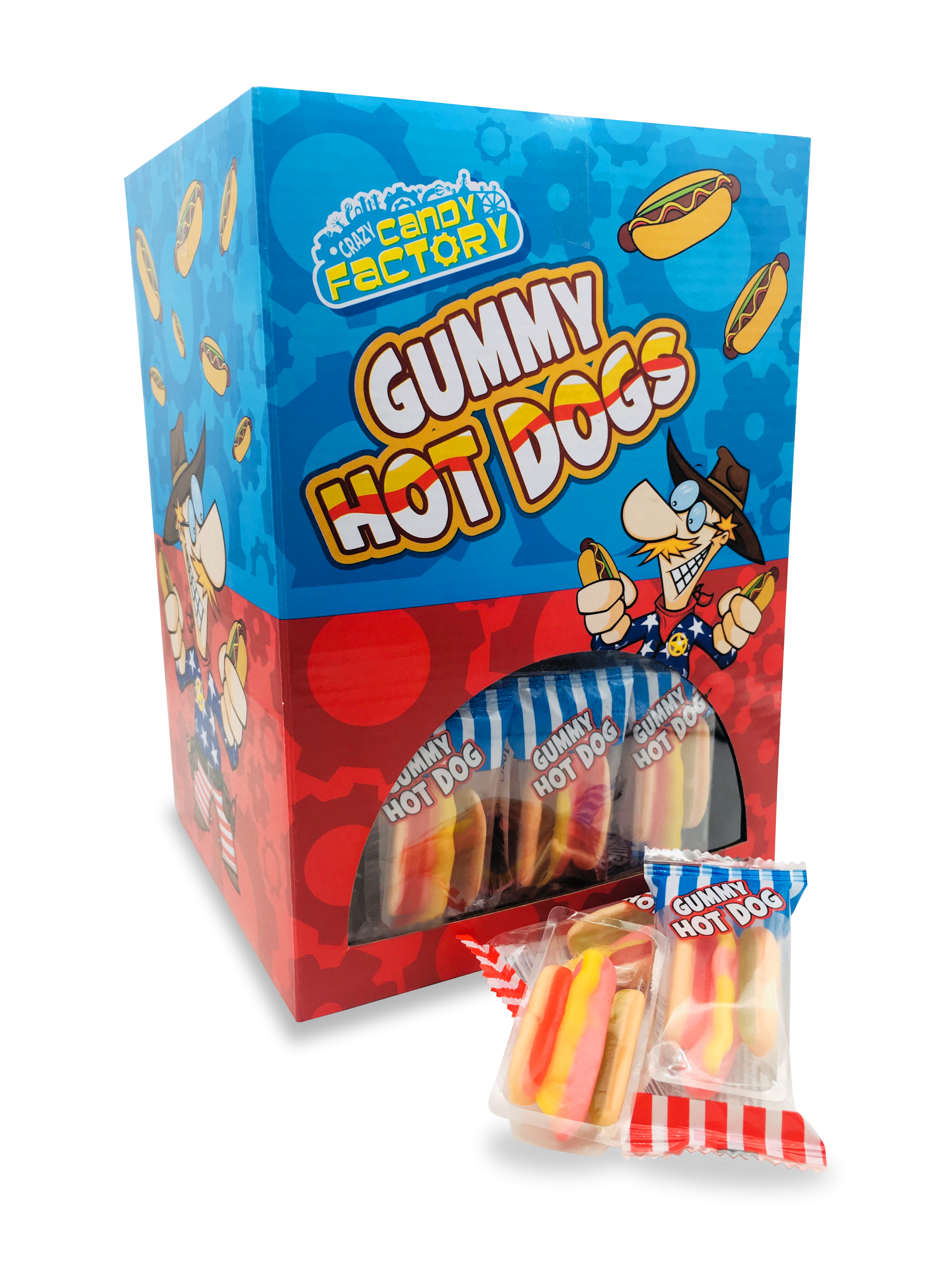 Crazy Candy Factory Mini Gummy Hot Dogs 10g - 100 x 10g Bags