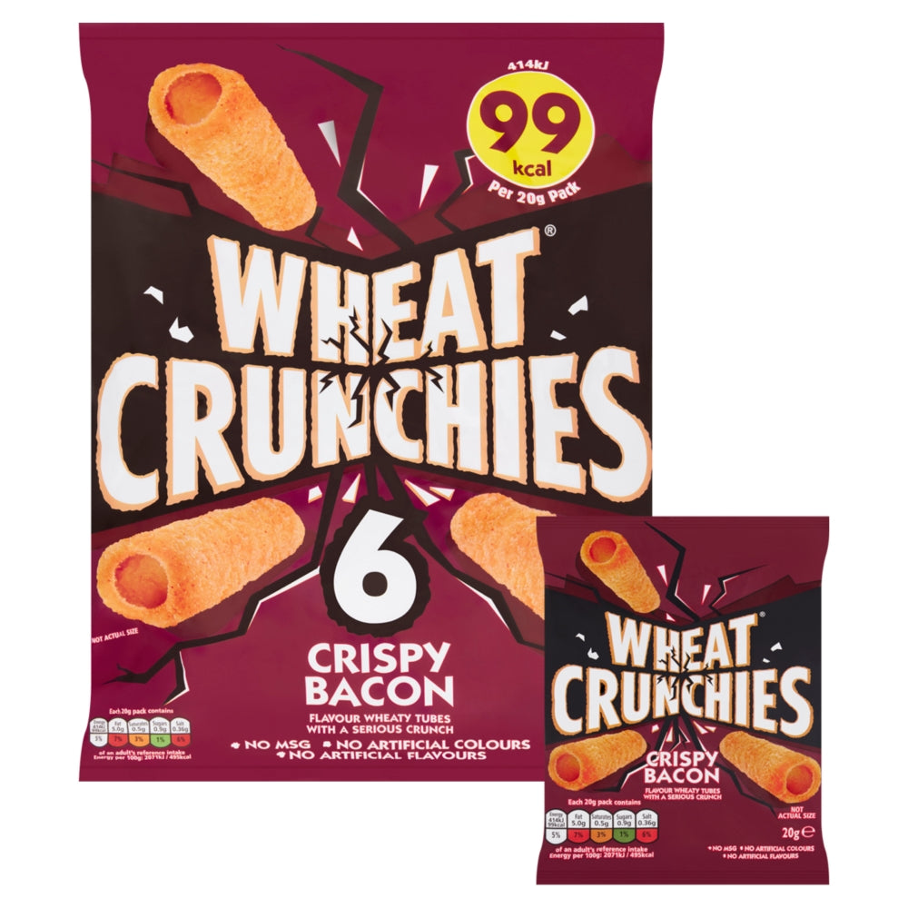 Wheat Crunchies Crispy Bacon Crisps 6 Pack - 16 x (6 x 20g Bags)