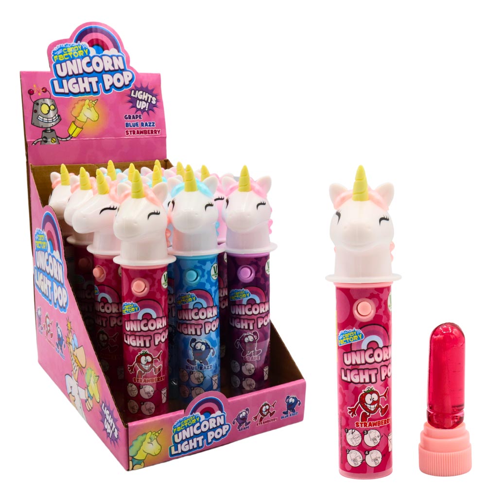 Crazy Candy Factory Unicorn Light Pop 11g - 12 x 11g Lollipops