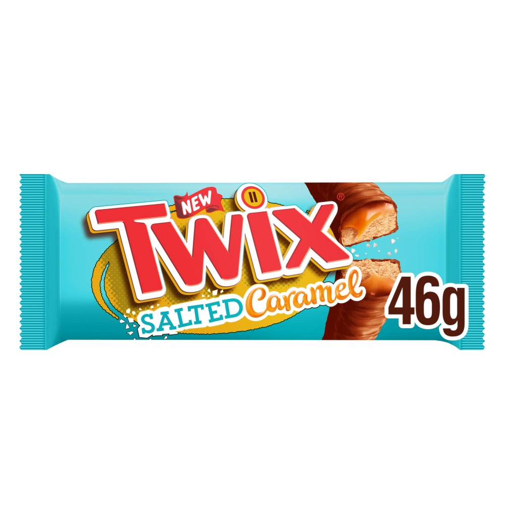Twix Salted Caramel & Milk Chocolate Fingers Biscuit Snack Bar 46g - 30 x 46g Bars
