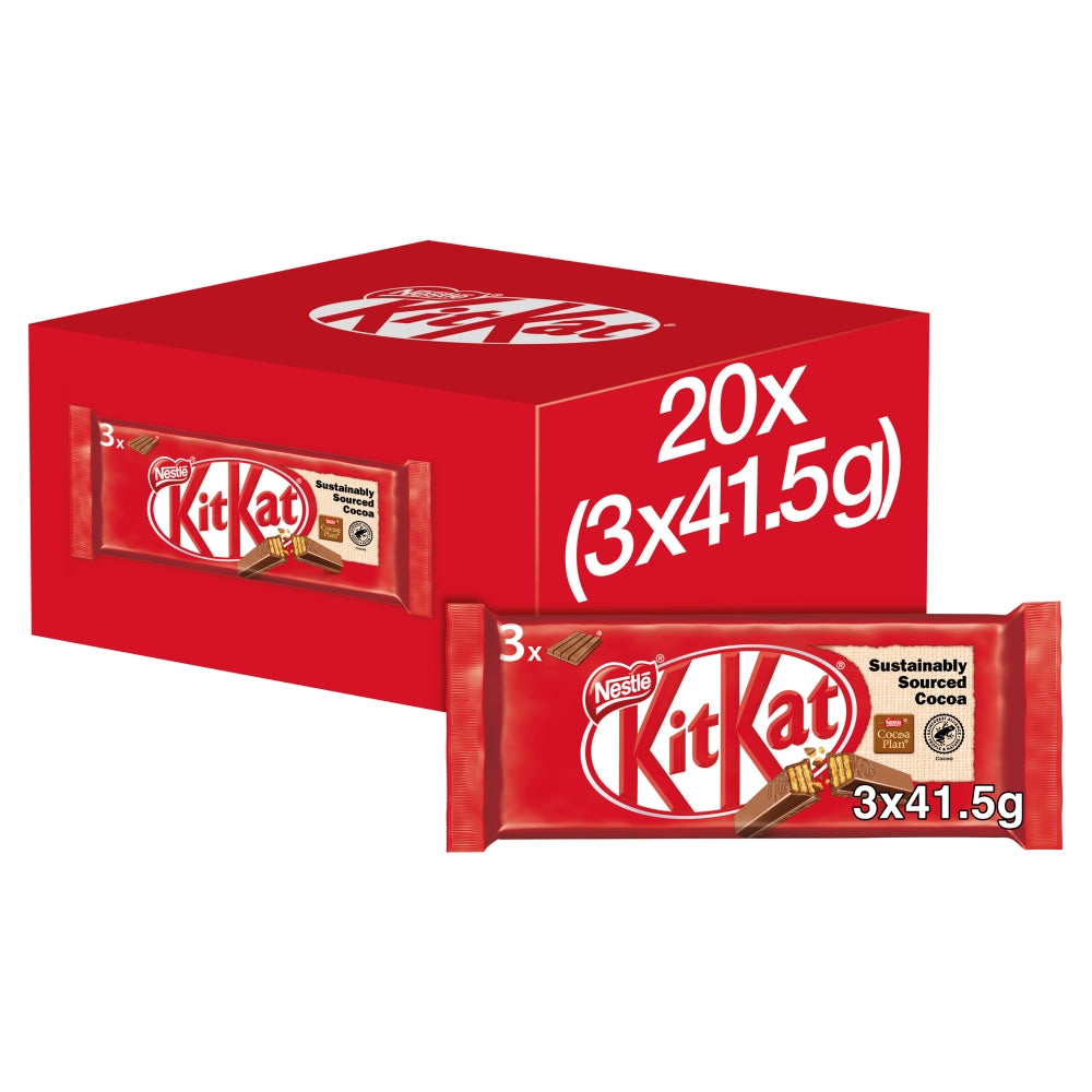 Kit Kat 4 Finger Milk Chocolate Bar Multipack 41. 5g 3 Pack - 20 x (3 x 41. 5g)