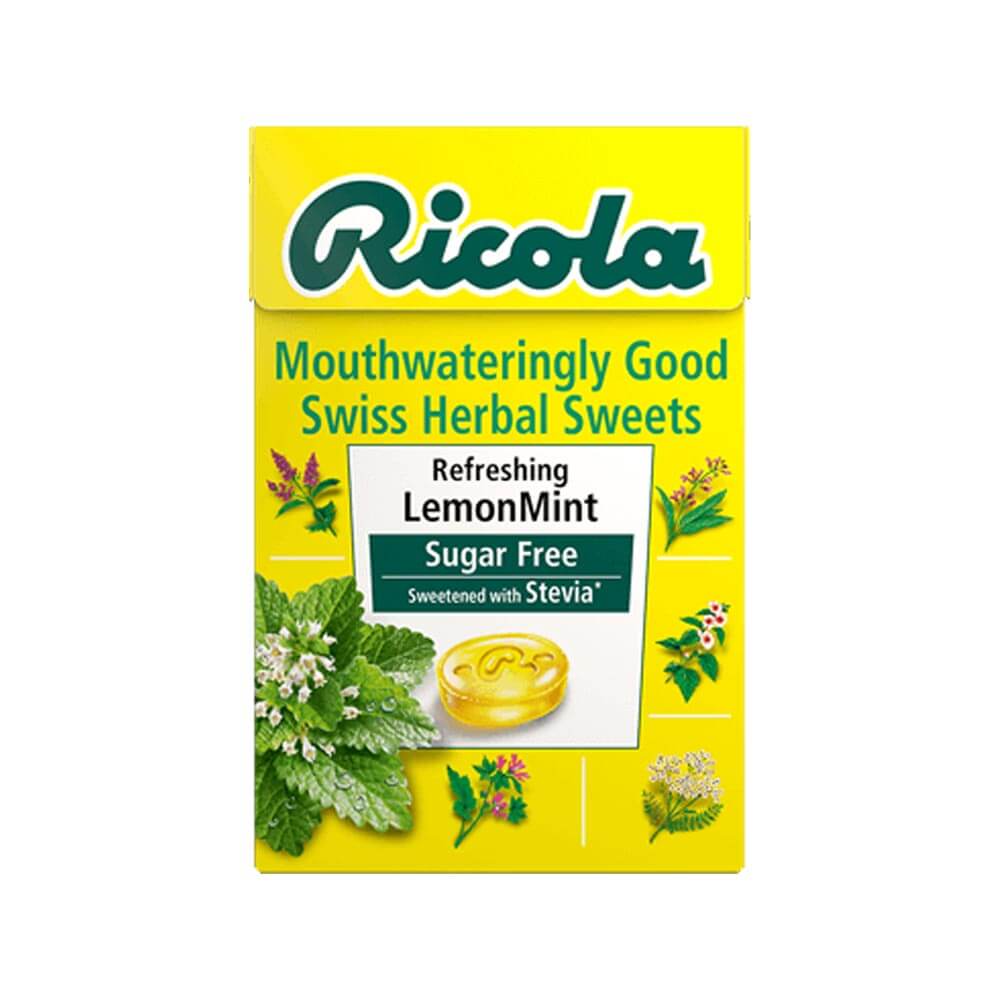 Ricola Lemon Mint Swiss Herbal Sugar Free Sweets 45g - 20 x 45g Boxes