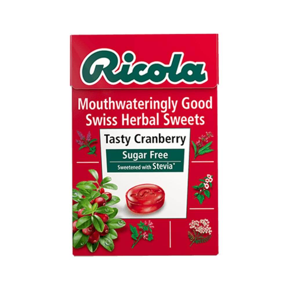Ricola Cranberry Swiss Herbal Sugar Free Sweets 45g - 20 x 45g