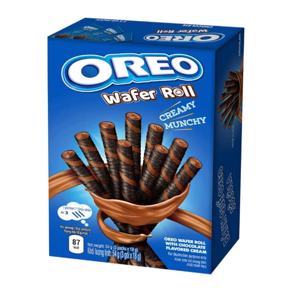 Oreo Chocolate Cream Filled Wafer Rolls 54g - 20 x 54g Boxes