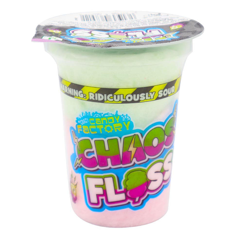 Crazy Candy Factory Chaos Candy Floss Sour Apple & Watermelon 20g - 12 x 20g Cups