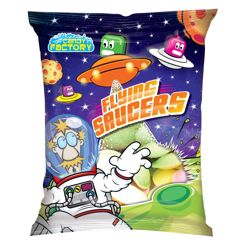 Crazy Candy Factory Flying Saucers Bag 36g - 12 x 36g Bags