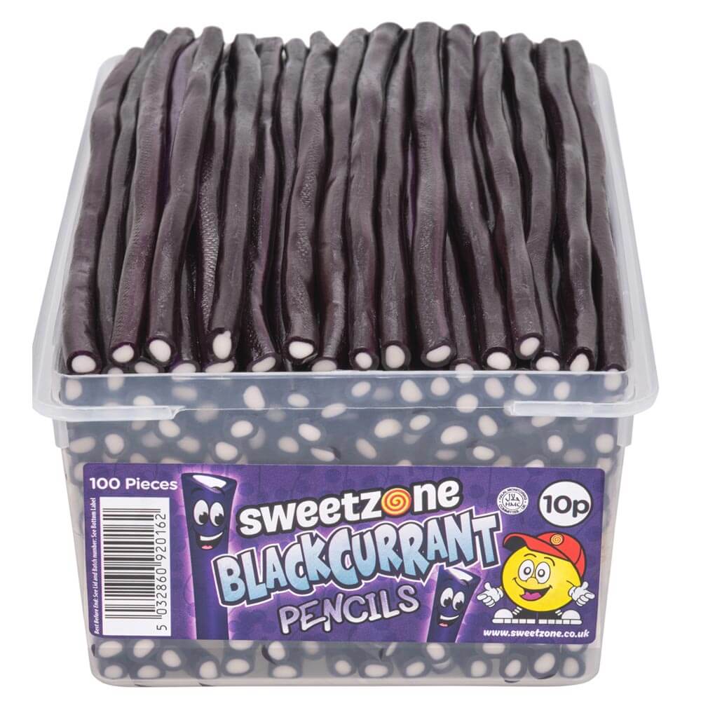 Sweetzone Blackcurrant Pencils 10p Tub - 1 x 1. 1kg Tub