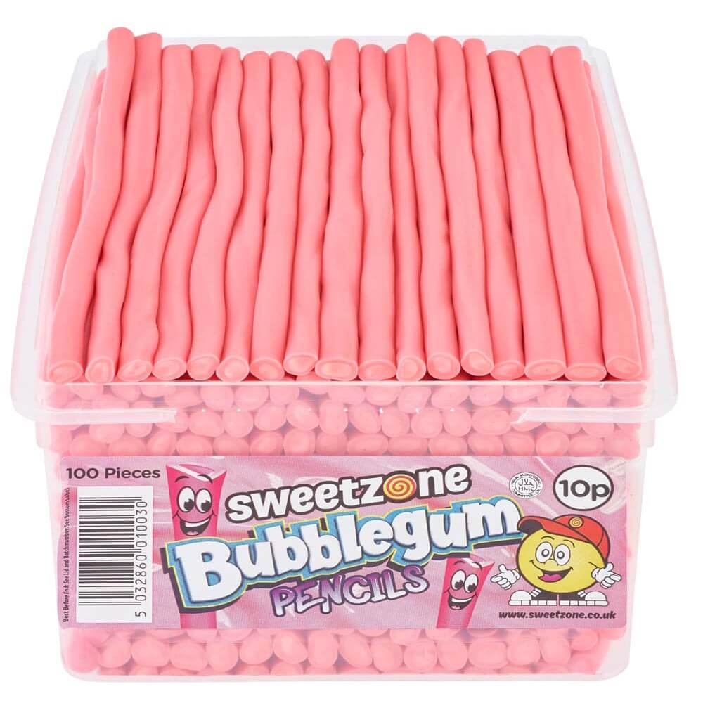 Sweetzone Bubblegum Pencils 10p Tub - 1 x 1. 1kg Tub