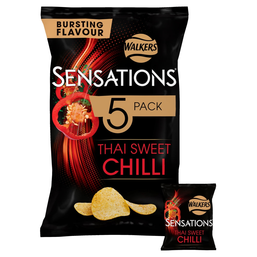 Walkers Sensations Thai Sweet Chilli 5 Pack Multipack Crisps 125g - 12 x (5 x 25g)