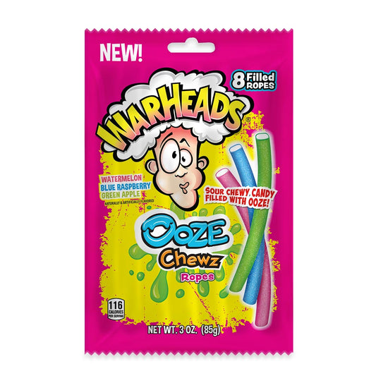 Warheads Sour Ooze Chewz Ropes Bag 85g - 12 x 85g Bags