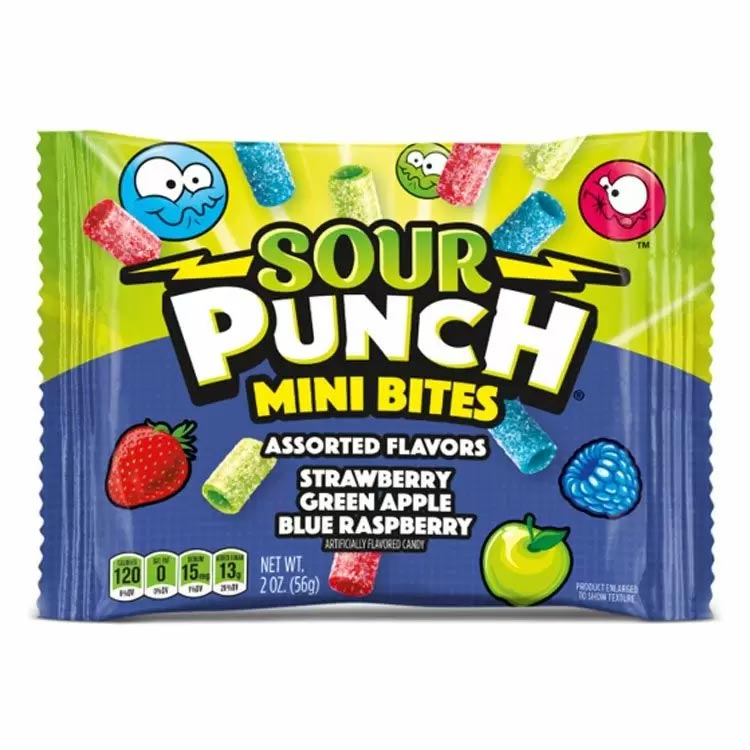 Sour Punch Mini Bites Assorted Flavours Bag 57g - 18 x 57g