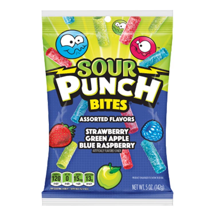 Sour Punch Mini Bites Assorted Flavours Bag 142g - 10 x 142g Bags