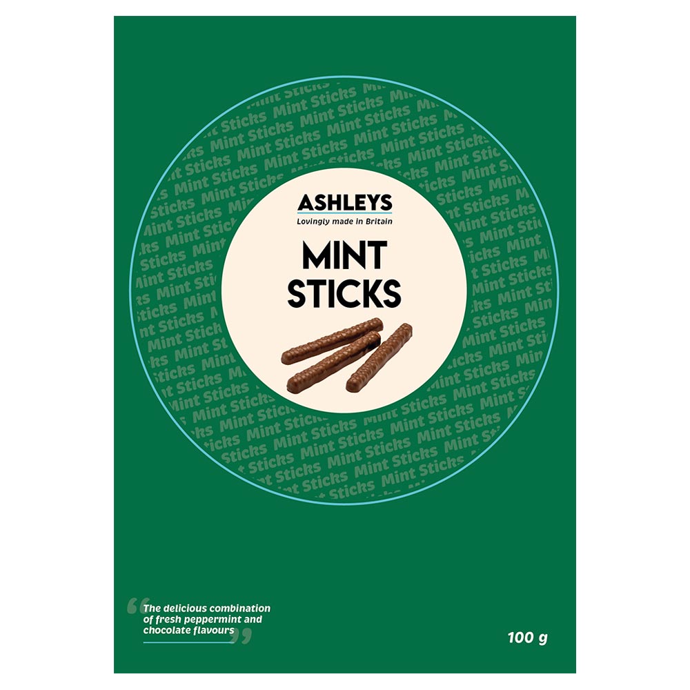 Ashleys Mint Sticks Box 110g - 24 x 110g Boxes