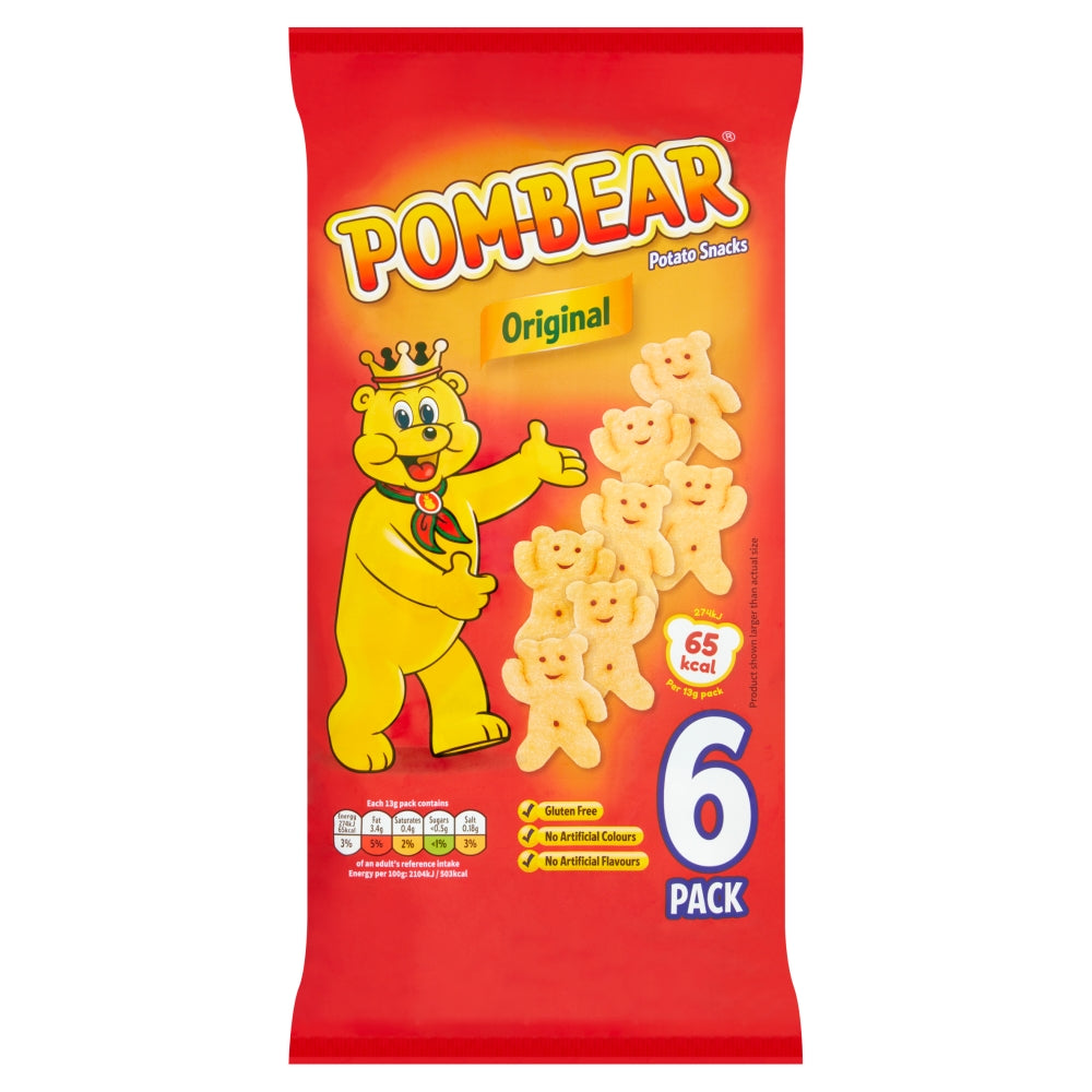 Pom-Bear Original Multipack Crisps 6 Pack - 12 x (6 x 13g Bags)