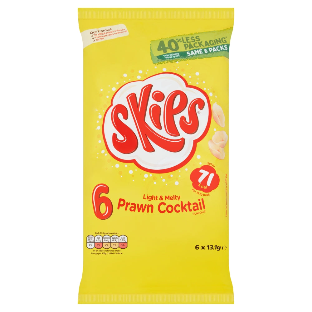 Skips Prawn Cocktail Crisps 6 Pack - 20 x (6 x 13g Packs)