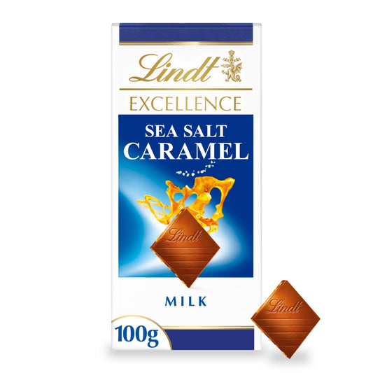 Lindt Excellence Milk Sea Salt Caramel Chocolate Bar 100g - 20 x 100g Bars