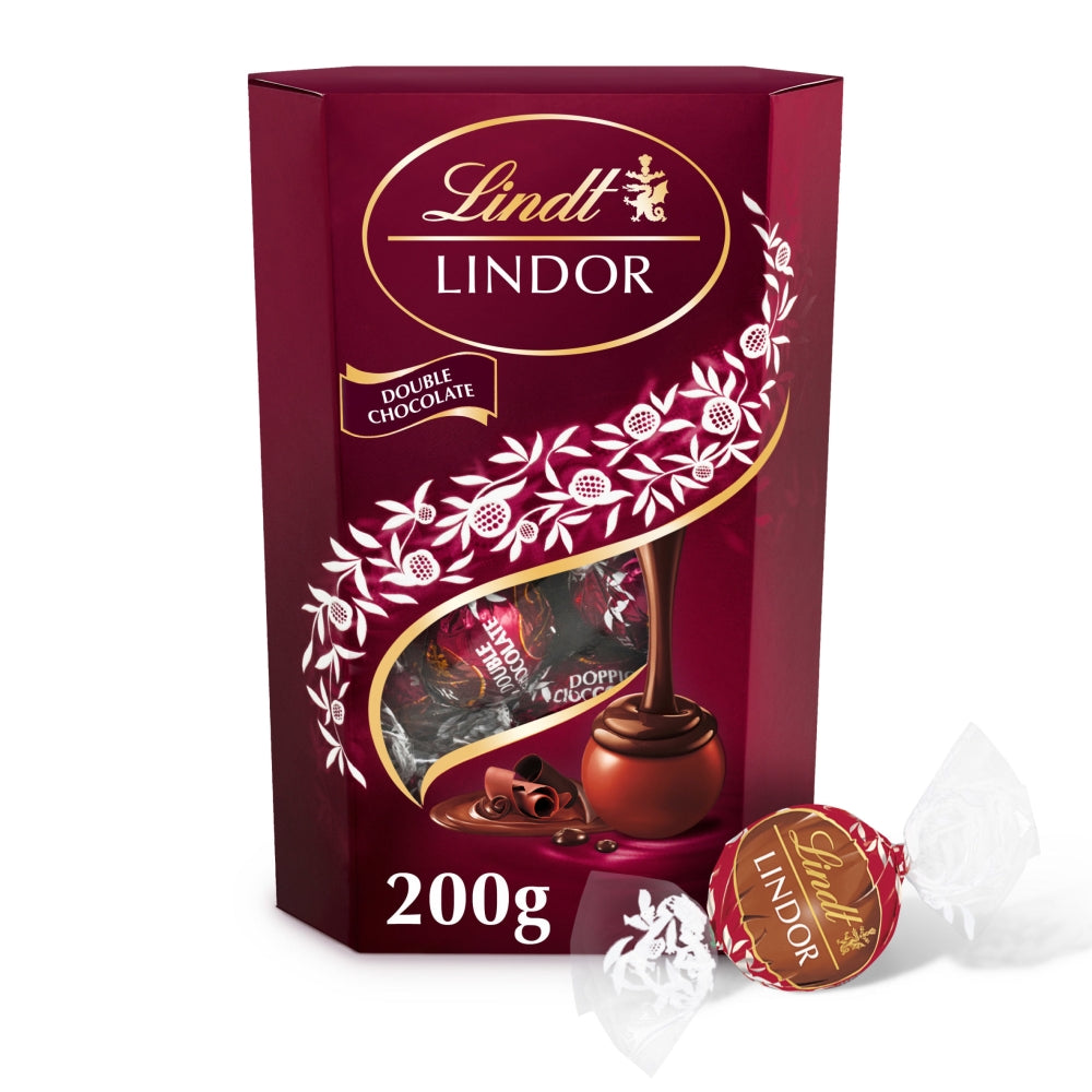 Lindt Lindor Double Chocolate Truffles Box 200g - 1 x 200g Box
