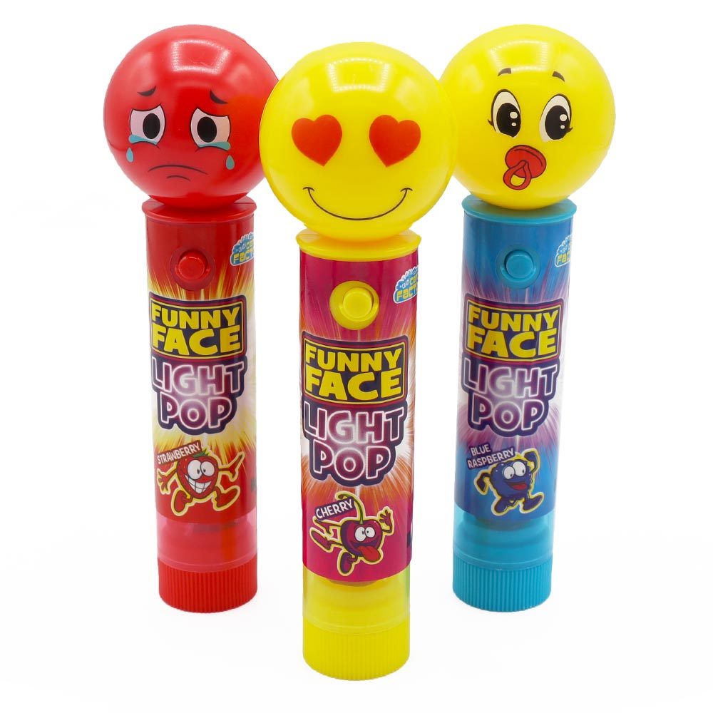 Crazy Candy Factory Funny Face Light Pops 11g - 12 x 11g Packs