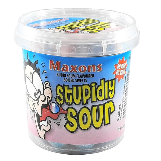 Maxons Stupidly Sour Bubblegum Flavour Boiled Sweets100g - 12 x 100g Bags