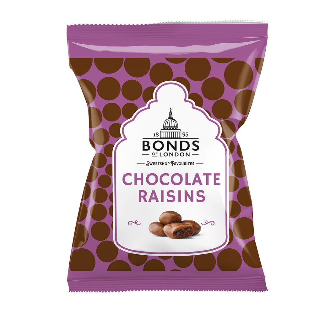 Bonds Chocolate Raisins Bag 100g - 12 x 100g Bags