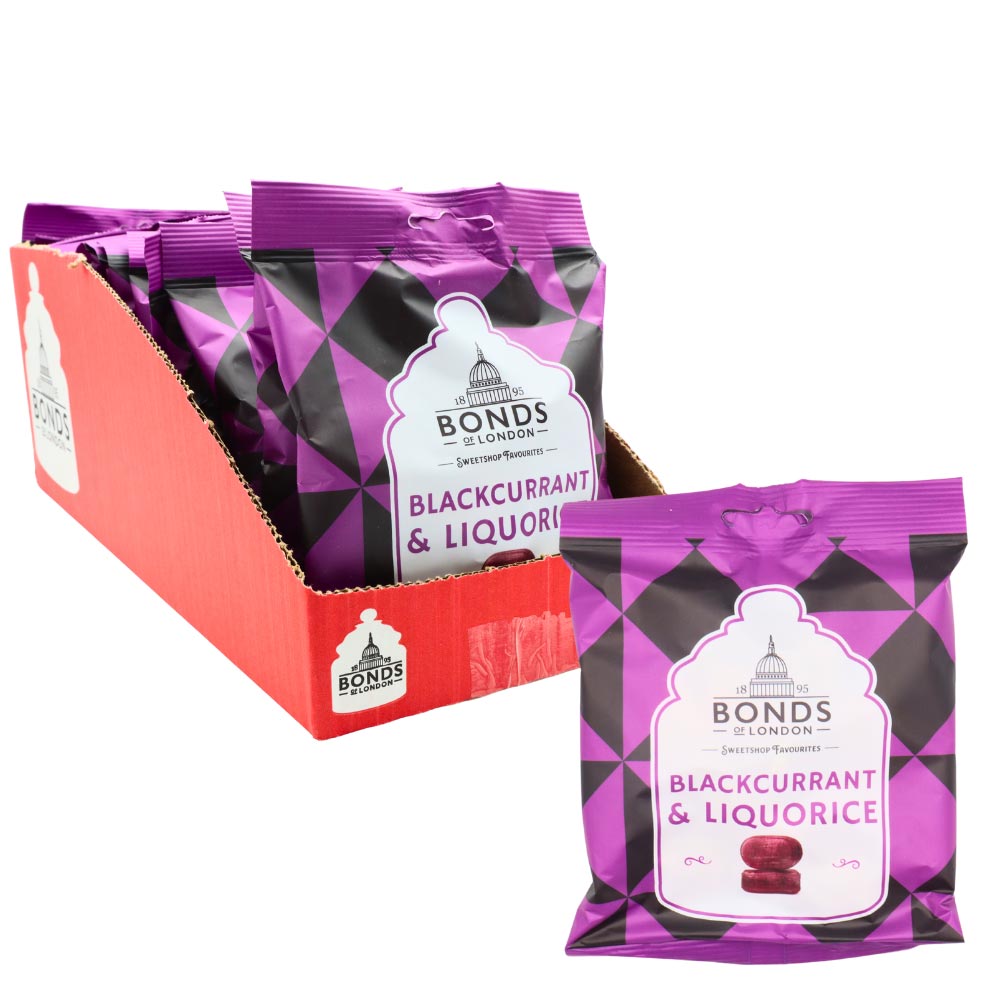 Bonds Blackcurrant & Liquorice Share Bag 120g - 12 x 120g Bags
