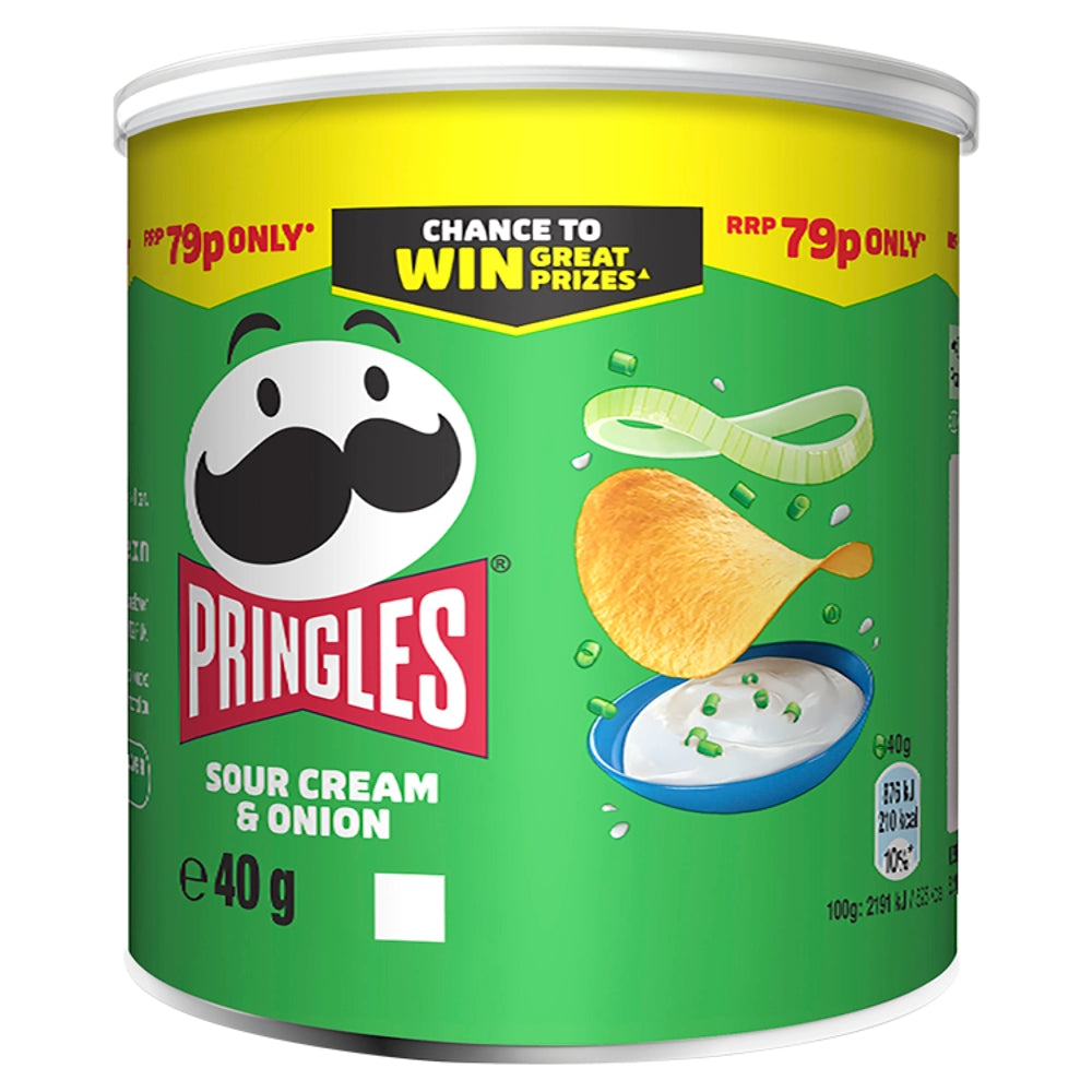 Pringles Sour Cream & Onion Crisps Can 40g 79p PMP - 12 x 40g