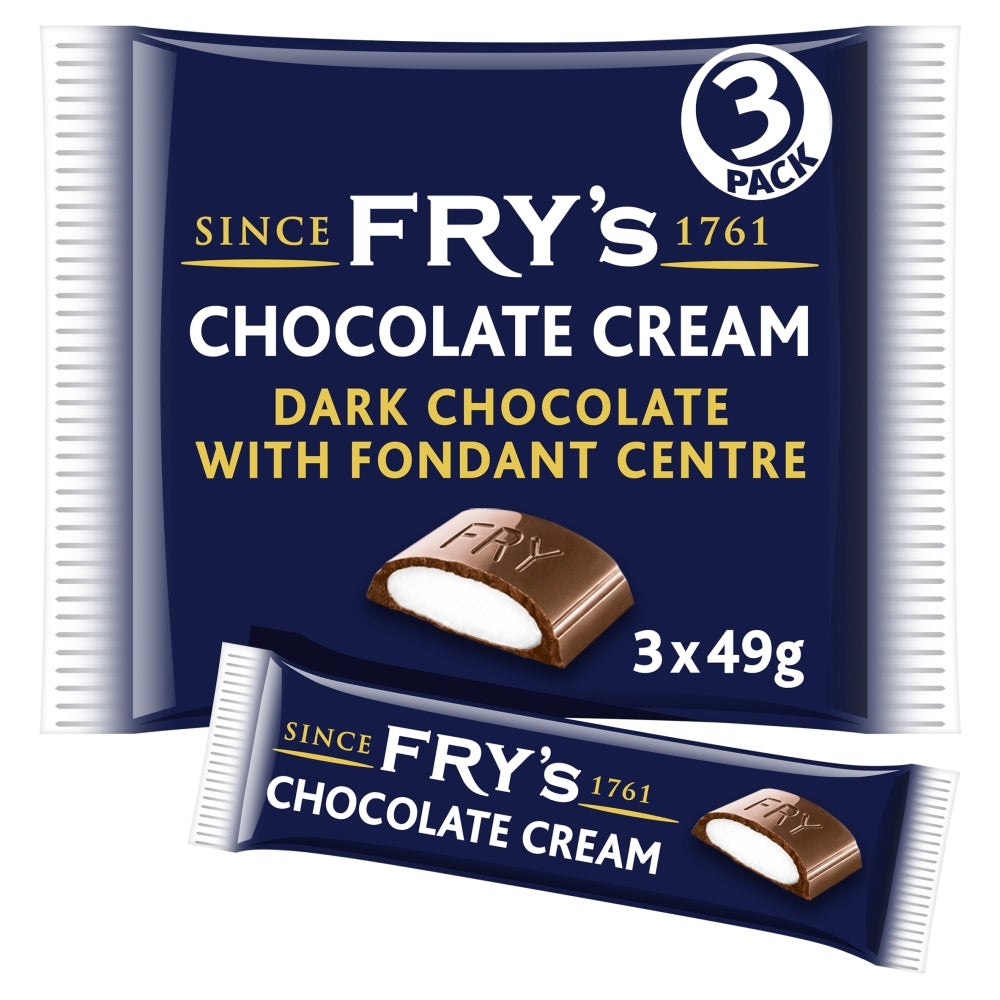 Fry's Chocolate Cream Chocolate Bar 3 Pack 147g - 16 x (3 x 49g) Multipacks