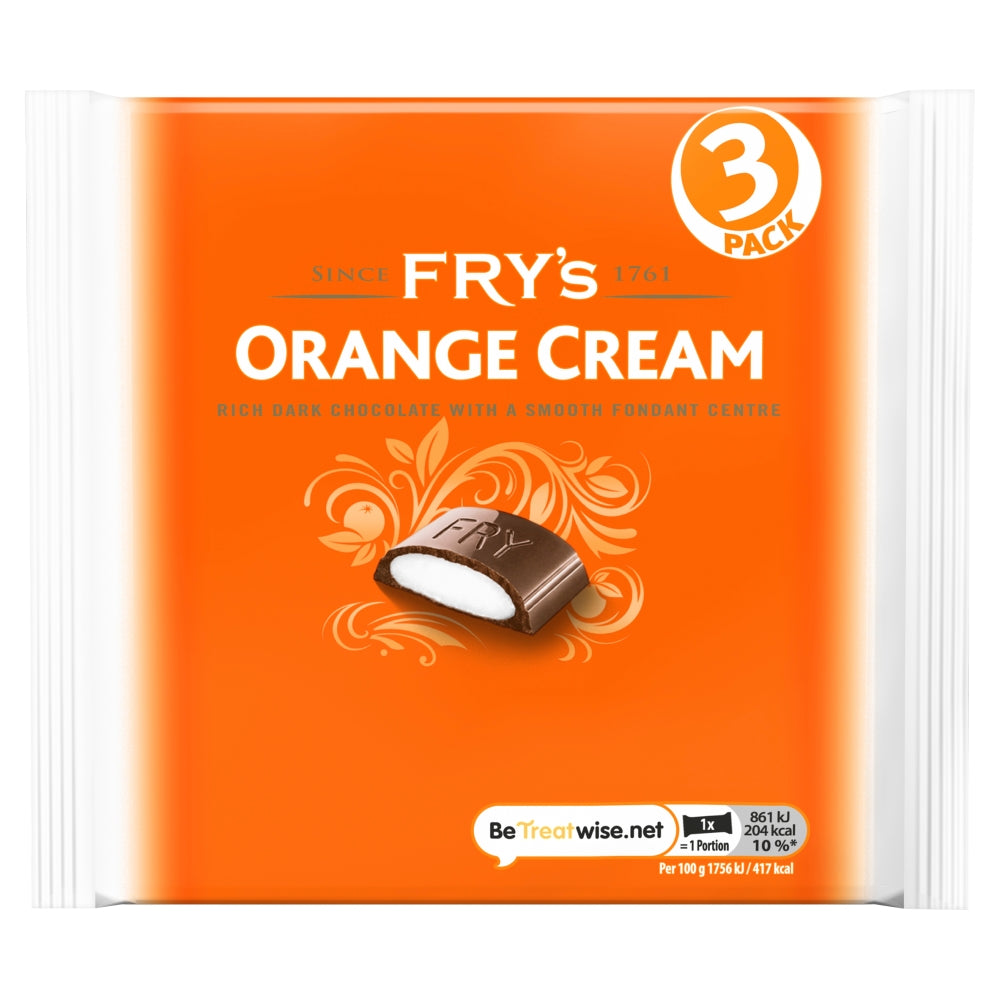 Fry's Orange Cream Chocolate Bar 3 Pack 147g - 16 x (3 x 49g Bars)