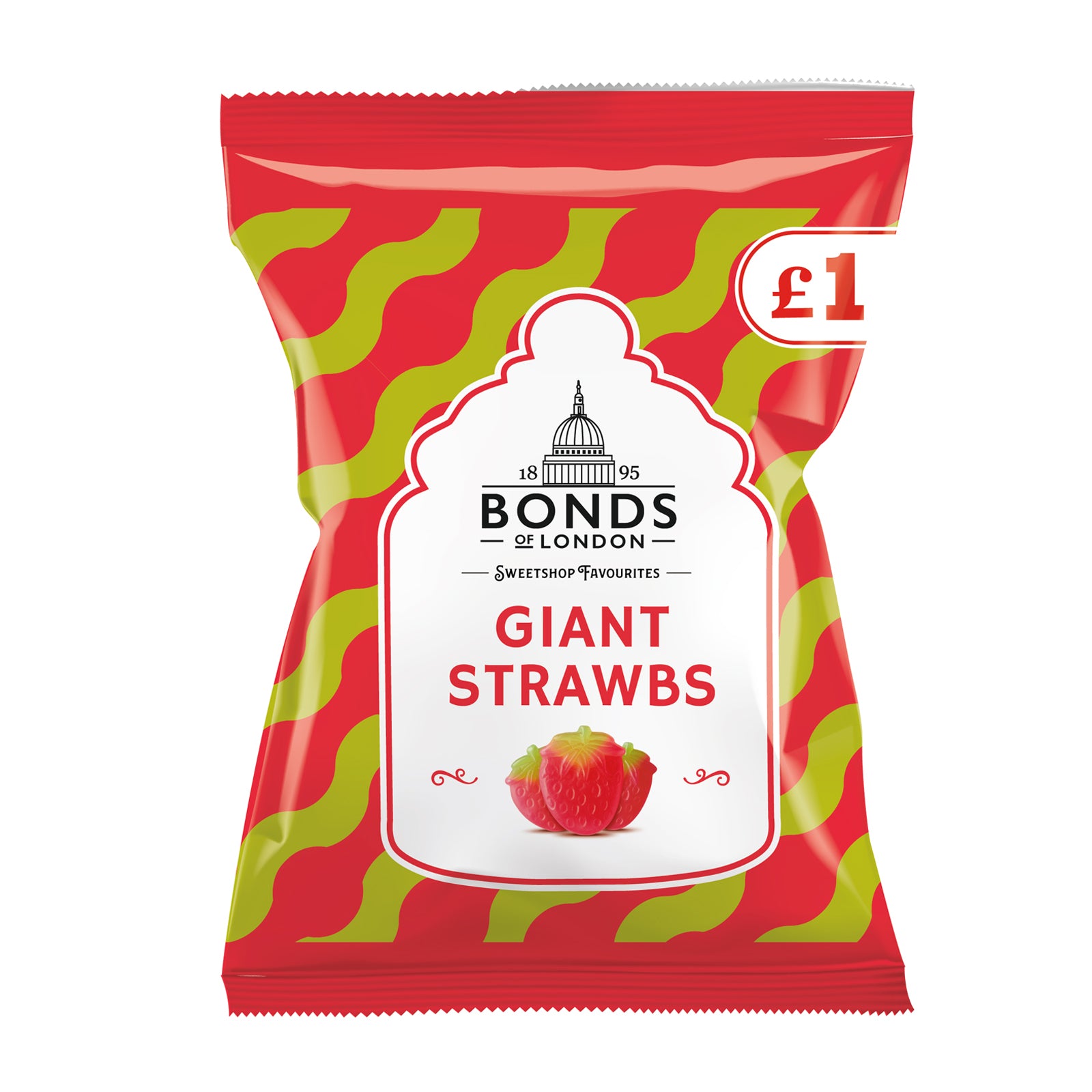 Bonds Giant Strawbs Bags 130g £1 PMP - 12 x 130g Bags