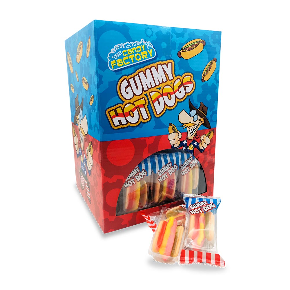 Crazy Candy Factory Mini Hot Dogs 10g - 100 x 10g Packs