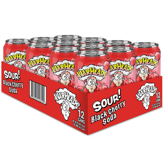 Warheads Sour Black Cherry Soda Cans 355ml - 12 x 355ml Cans