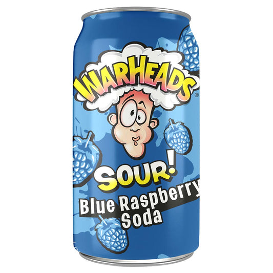 Warheads Sour Blue Raspberry Soda Cans 355ml - 12 x 355ml Cans
